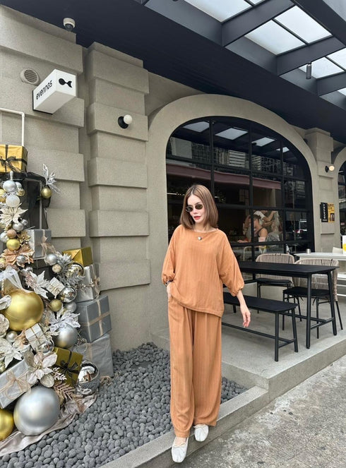 Women Casual Stripes Linen Comfy Co-Ord Sets